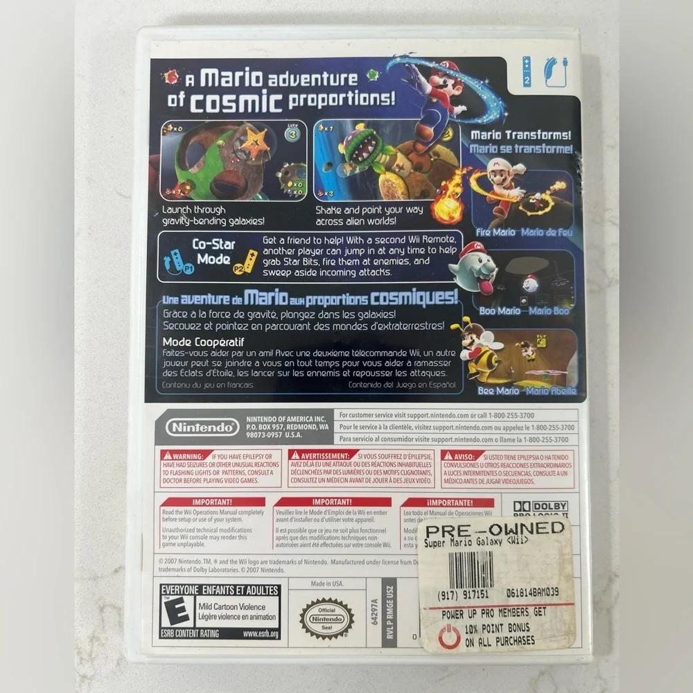 Wii Super Mario Galaxy Video Game Manual Included
